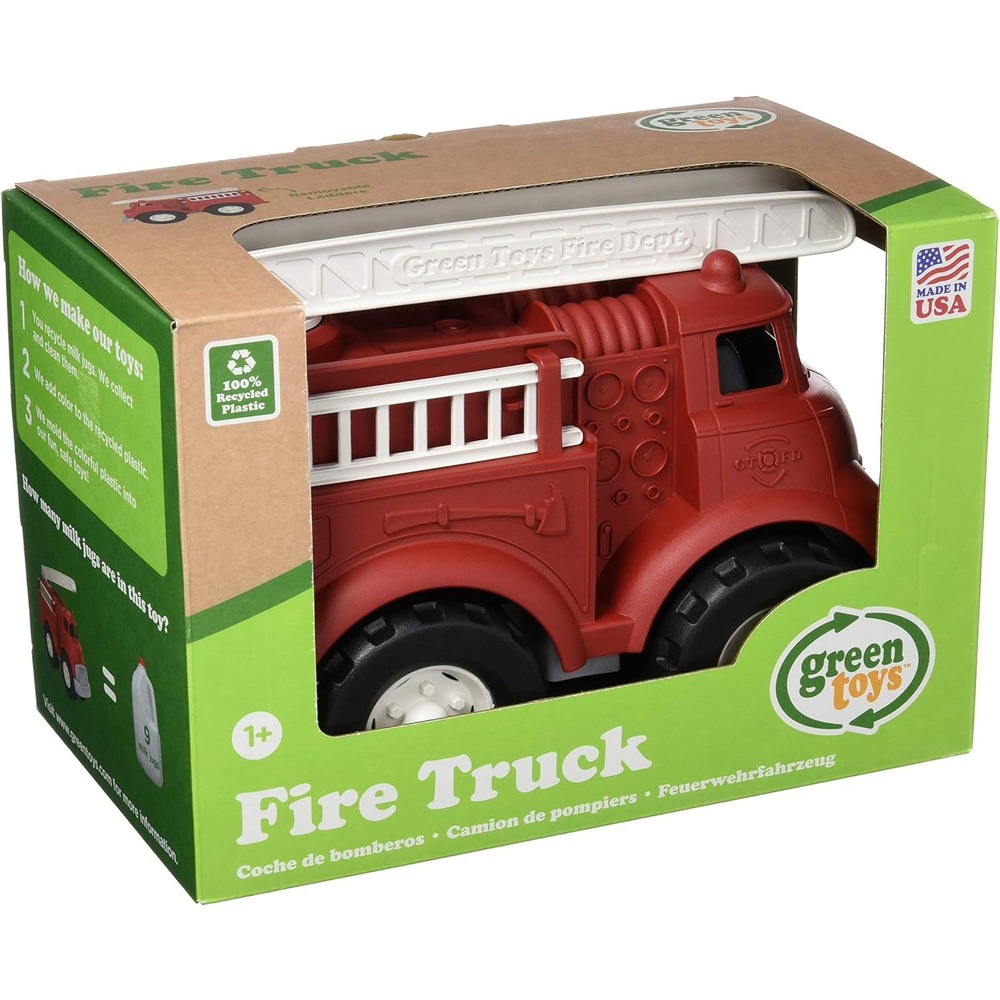 Green Toys Fire Truck, Red 4C - Pretend Play, Motor Skills, Kids Toy Vehicle.